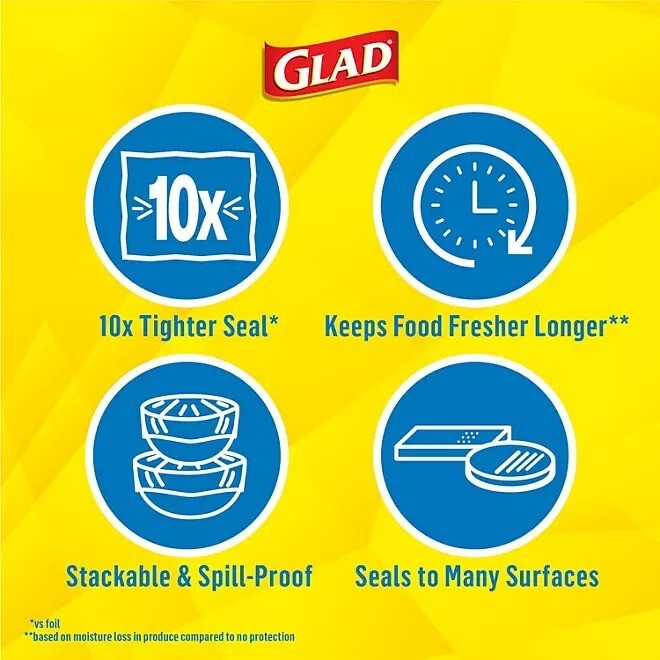 Glad Press'n Seal Plastic Wrap, 140 sq. ft. per Roll (2 Rolls Total)