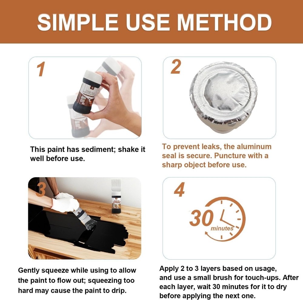 Quick Drying Black Paint: No Sanding, Gloss Finish, Safe for Home Use - 6.35 oz