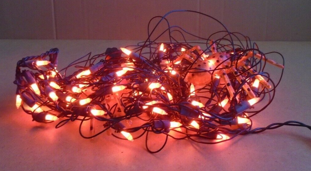 Halloween Orange Spider Web Light Set 4ft. Black Wire
