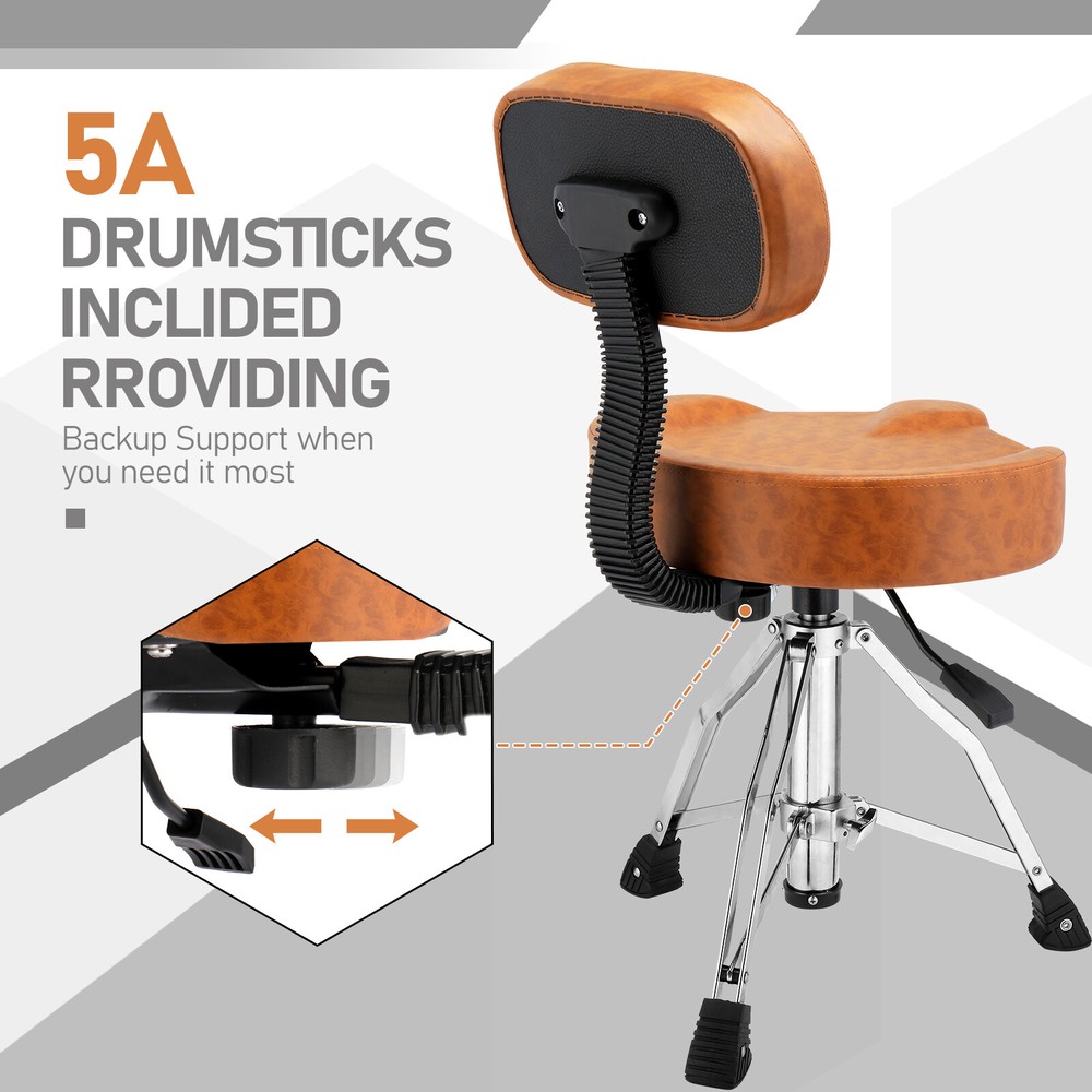 Drum Throne with Backrest, Hydraulic Drum Stool Adjustable Height for Drummers