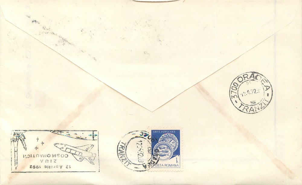 BB001 Philatelic envelope commemorating Cosmonautics Day space shuttle Columbia