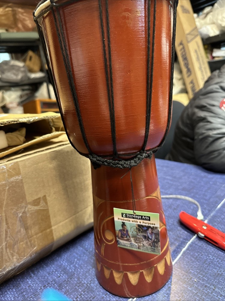 Natural Djembe Drum Handmade Abstract