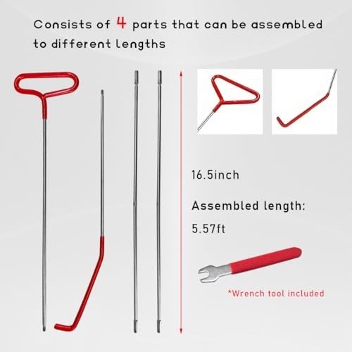 Car Long Reach Tool, 67" Multi-Function Automotive Emergency Tool, Red