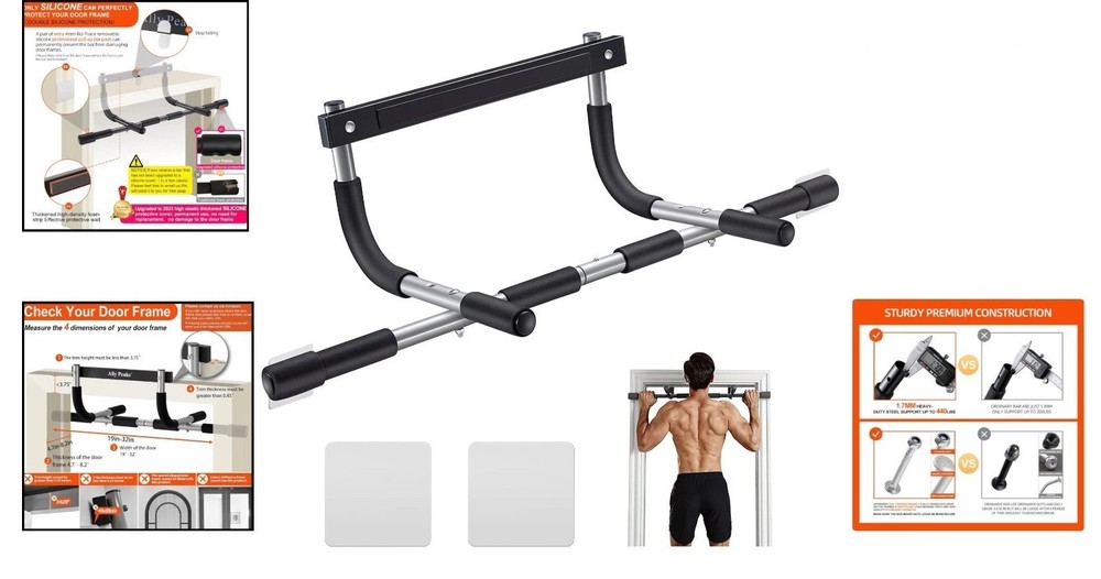 Multi-Function Steel Pull-Up Bar for Doorways - 440 lbs Capacity, Safe & Secure
