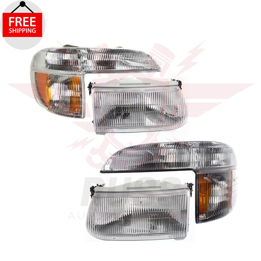 For 1995-2001 Ford Explorer Front Black Grille Panel Headlight Corner Light 6PCS