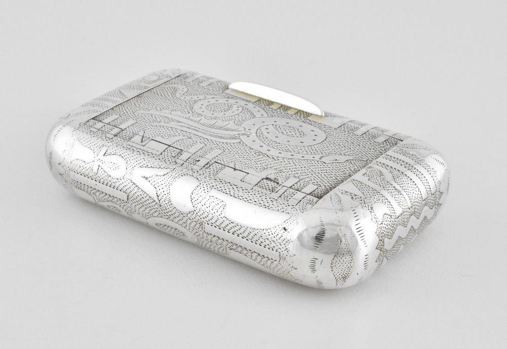 Rare Antique English Georgian Solid Silver Snuff Box, William Edwards, 1805