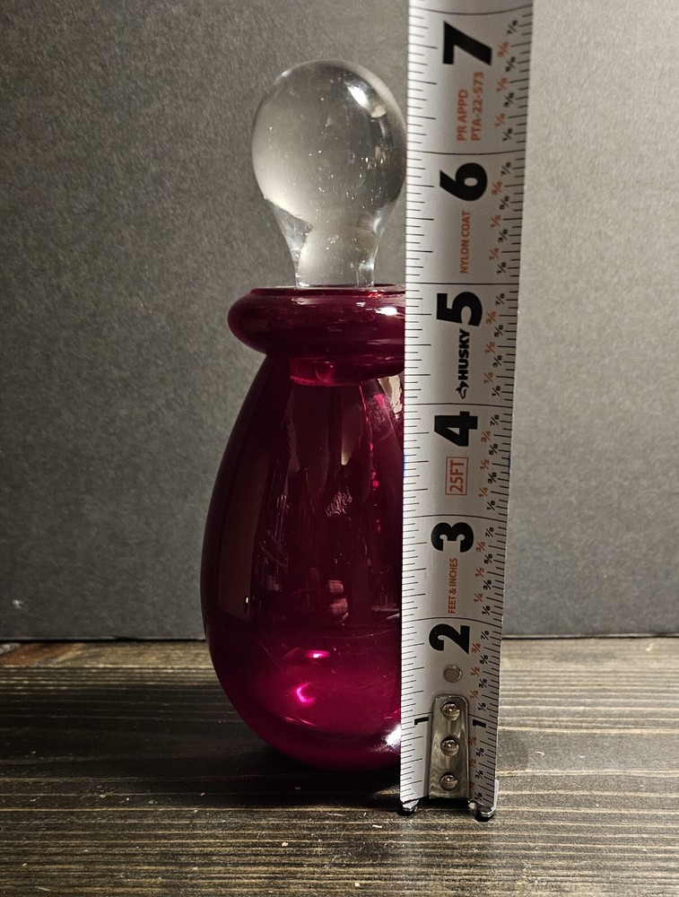 Vintage Ruby Red Glass Bottle With Stopper