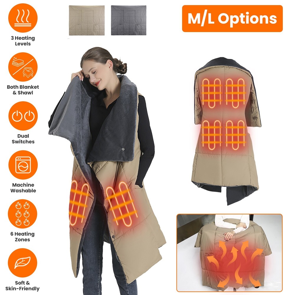 Heated Blanket Throw Winter Warm Electric USB Battery Powered Heating Blanket