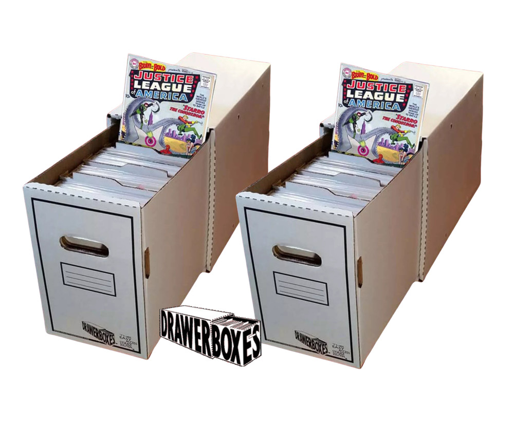 2 pack Short Comic Book Drawer Boxes Comic Storage Box with Dividers Comic House