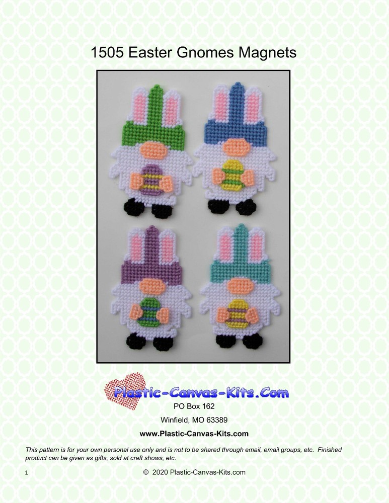 Easter Gnome Magnets- Plastic Canvas Pattern or Kit