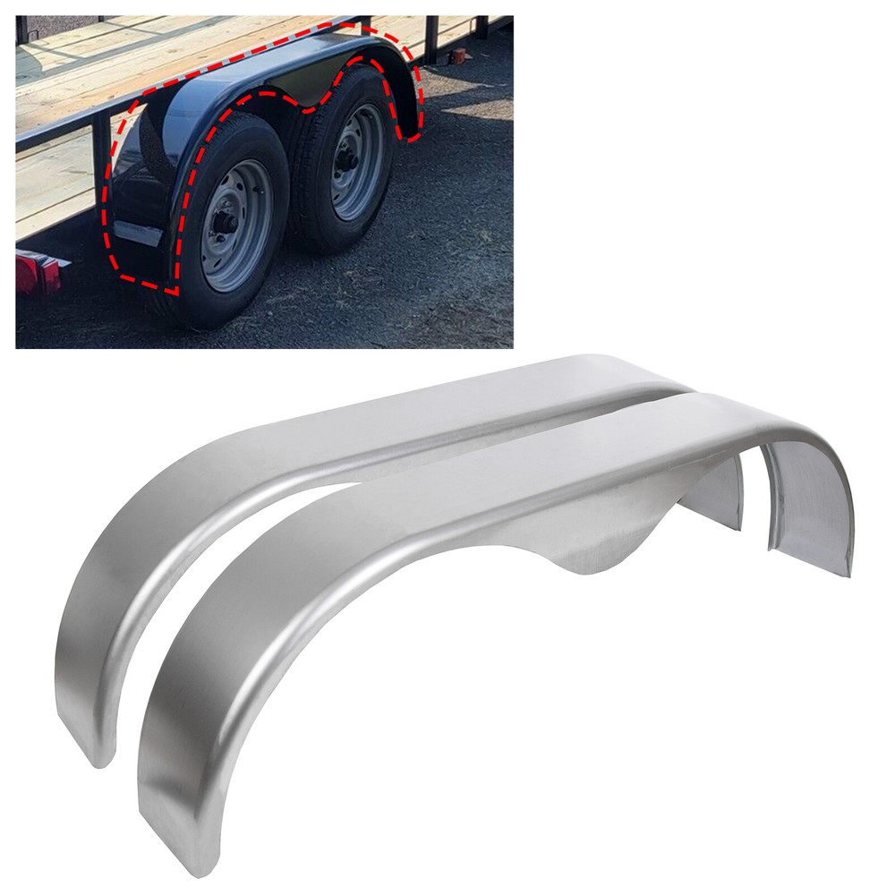 (2) Tandem Teardrop Alloy Steel Fenders 66"L x 18"H x 9"W For Enclosed Trailers