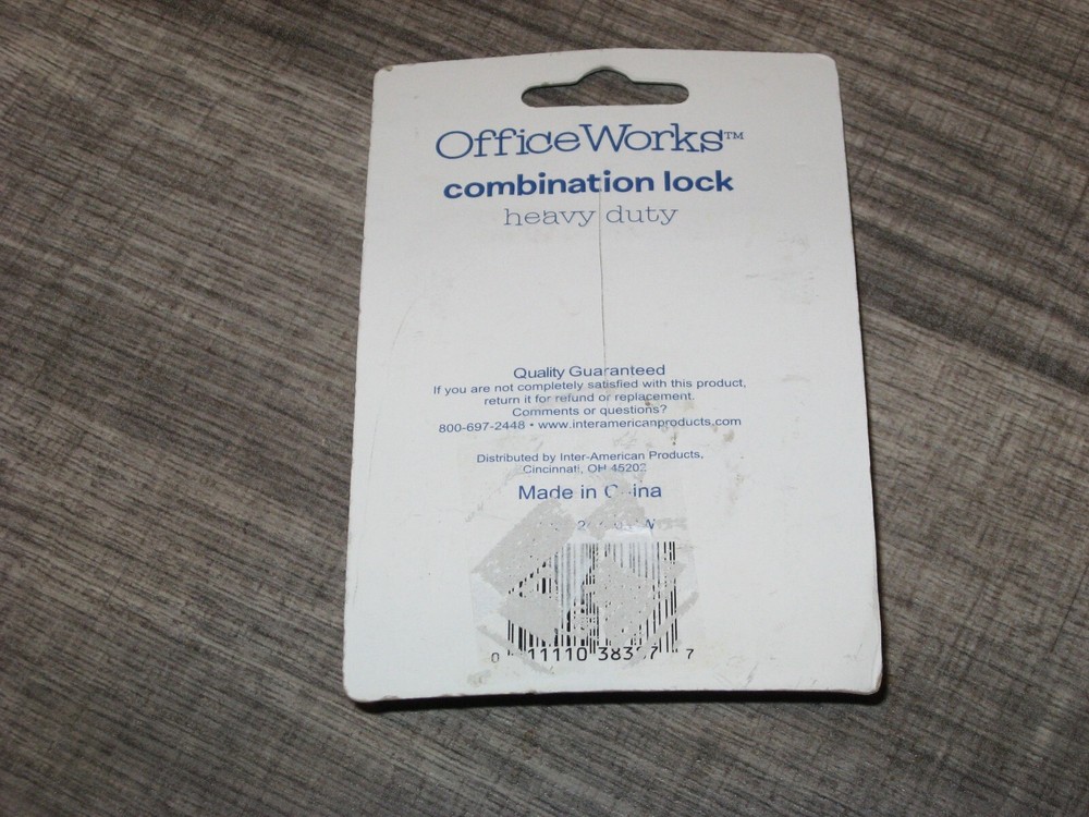 OFFICE WORKS HEAVY DUTY COMBINATION LOCK NEW