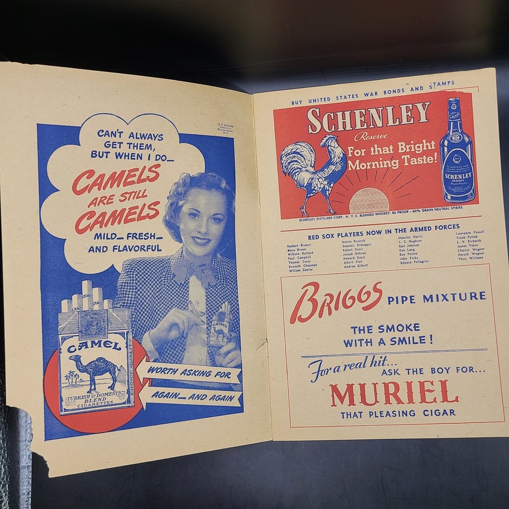Vintage 1945 Boston Red Sox Program/Scorecard Unused Nice Piece Has Wear Issues