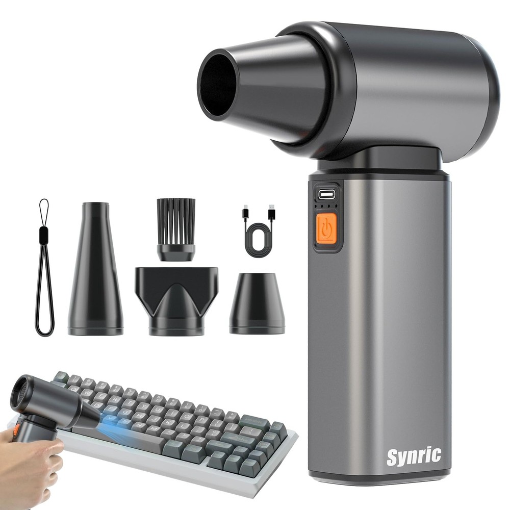 SYNRIC Compressed Air Duster, Stepless Speed Electric Air Duster, Metal Shell
