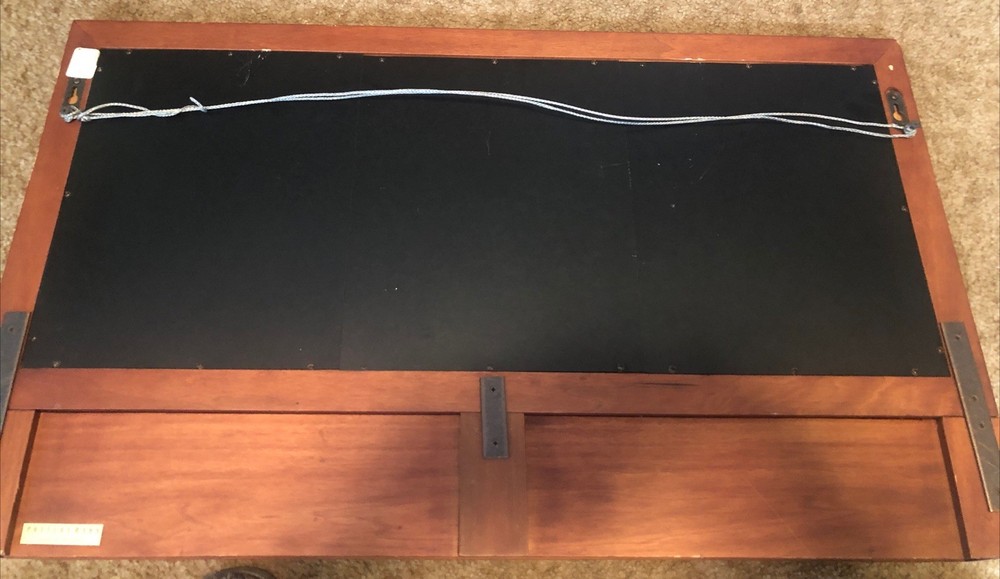 POTTERY BARN SOLID WOOD FRAMED WALL Hang MESSAGE BOARD w/STORAGE Organization