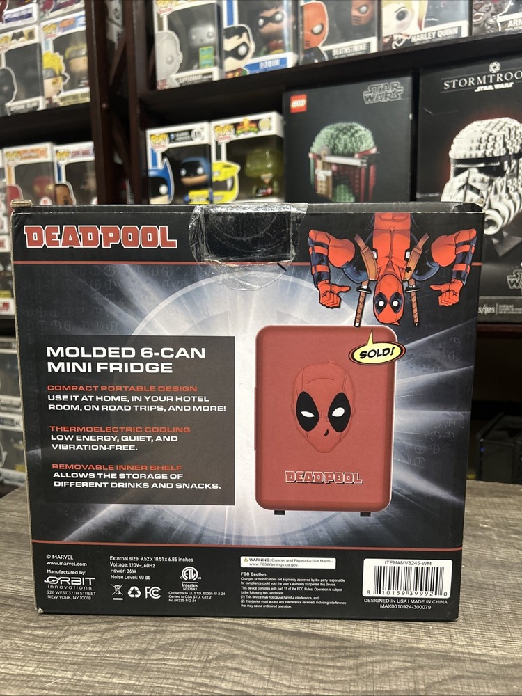 Marvel Deadpool Mini Fridge 6-Can 4L Capacity Sealed Never Opened
