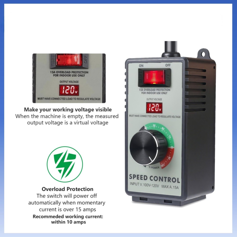AC Motor Speed Controller 120V with Precise Voltage Control for Small Motors