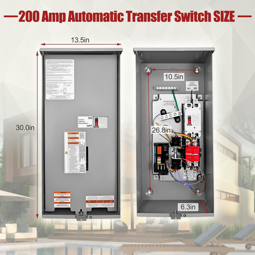 200 Amp Automatic Transfer Switch w/Power Management Replacement for Generac ...