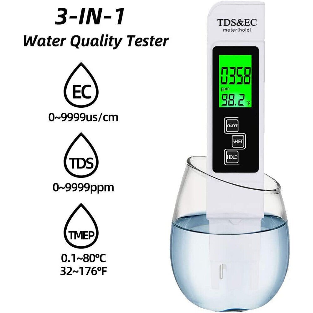 2PC TDS Meter Digital Tester Water Quality Testing Kits Drinking Water 0-9990ppm