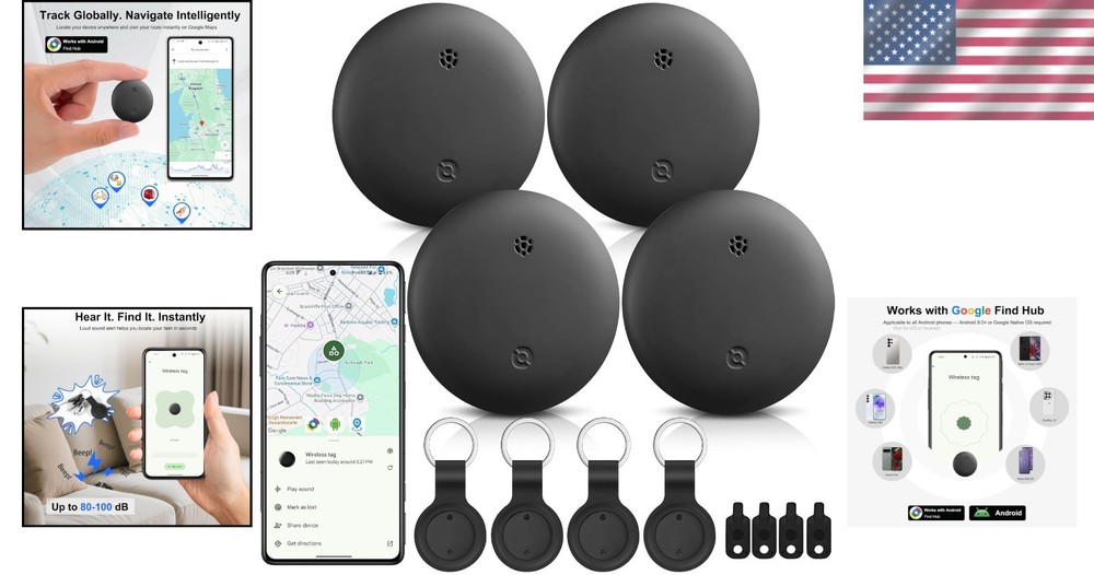 Dust & Water Proof Android Tracker Tags, 4 Pack