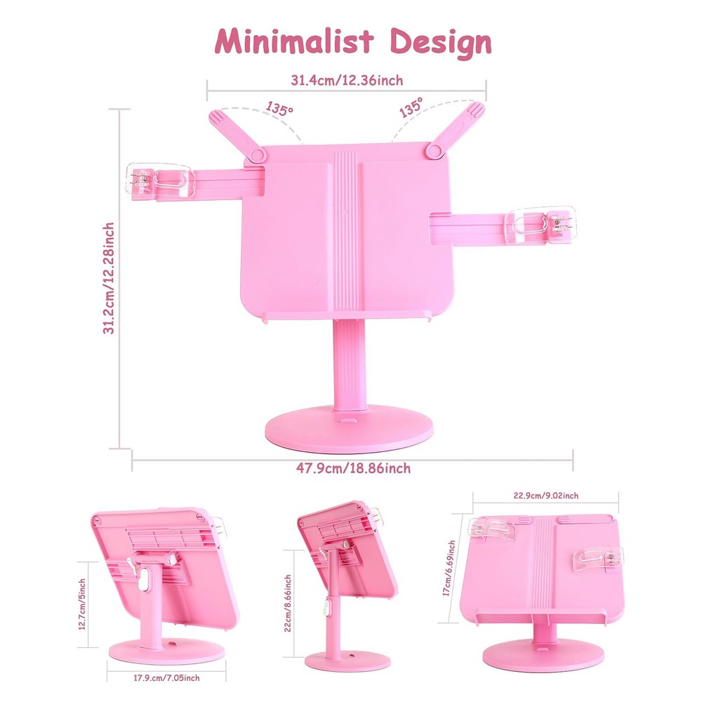 Kids Book Stand Adjustable Reading Holder with Thick Plastic Base Foldable Re...