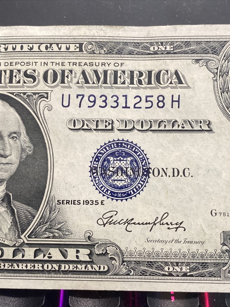 Huge Error  1935E   Left Miscut/Misaligned $1 Silver Certificate UNC！RARE！！