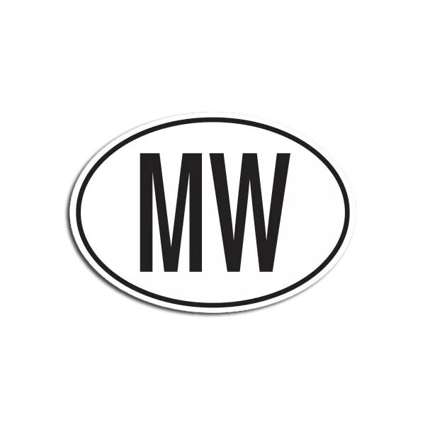 MW Malawi Country Code Oval Sticker Decal