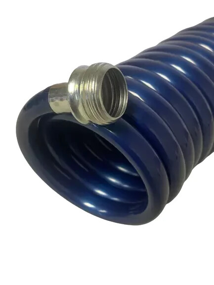 RV Spray Down Water Hose 15' Coil W/ Spray Nozzle To Quick Connect