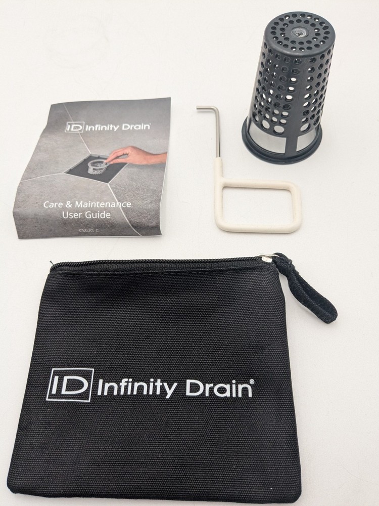 Infinity Drain 4" x 4" MD 4 Center Drain Complete Kit & Pattern Decorative Plate