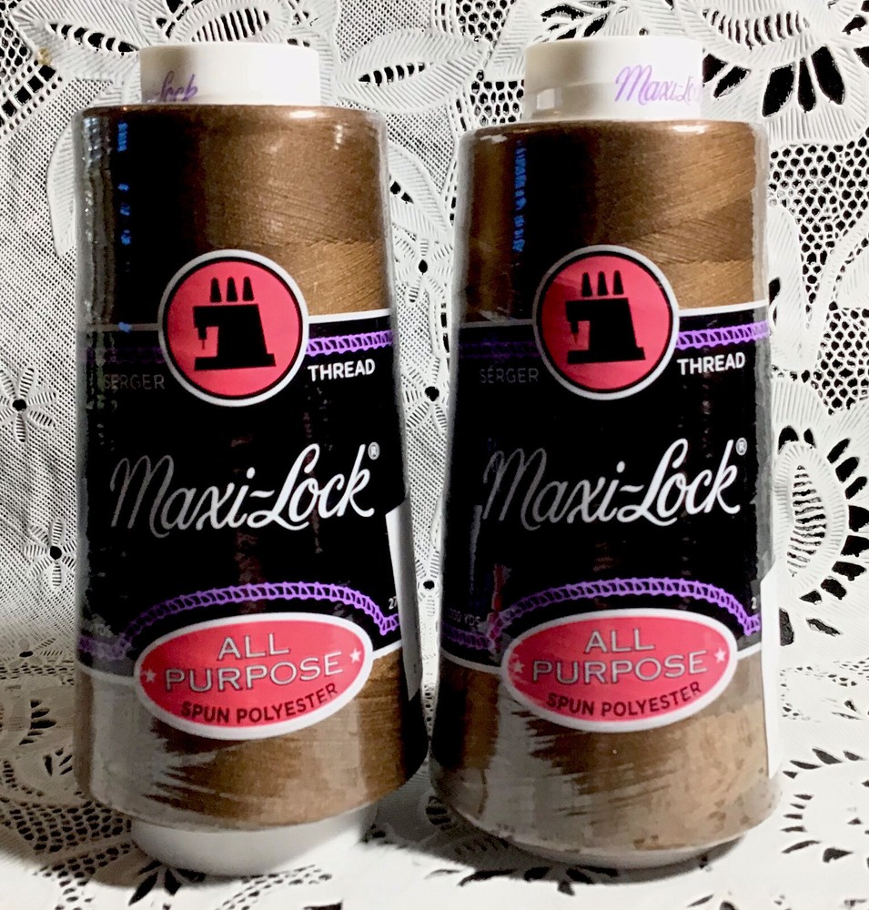 NEW 2 Brown maxilock 3000Yd spools 100% polyester overlock sewing thread TEX 27