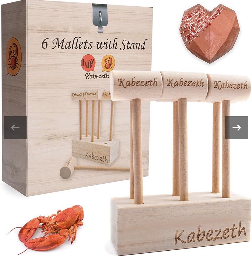 Kabezeth 6 Mallets. Solid Beechwood Hammers For Cracking Shellfish & Lobster