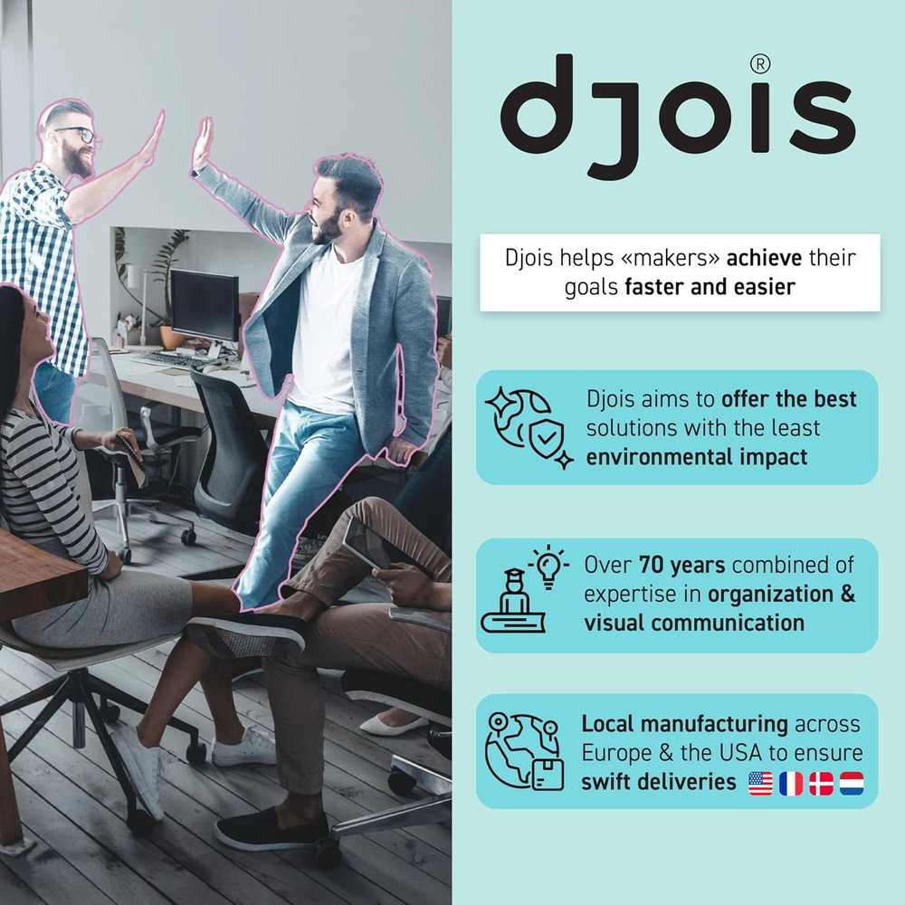 DJOIS Wall Mount Display System - 10 Double-Sided Pockets - Assorted Colors