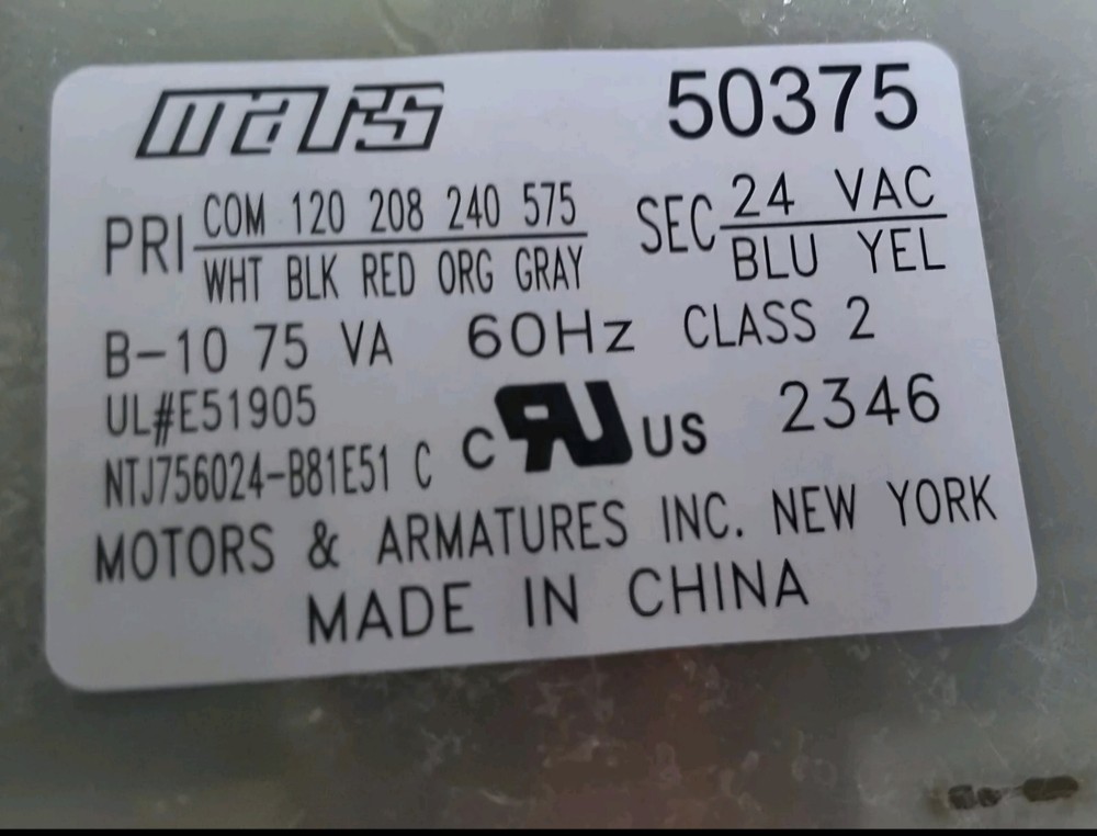 MARS 50375 Multi-Voltage Control Transformer