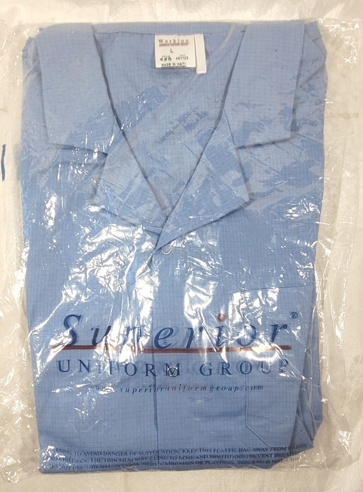 Worklon Unisex Microstat ESD Short Coat #425 - Blue Checkered - Large