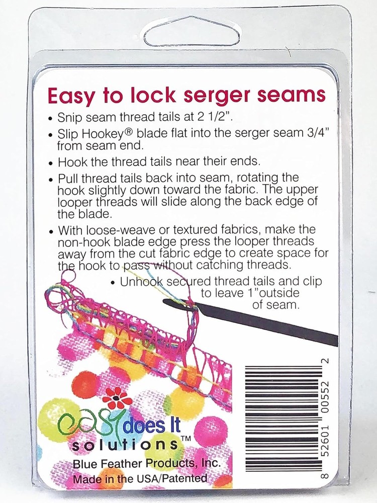 Hookey Serger Seam Hook - Efficient Solution for Loose Thread Silver Gray