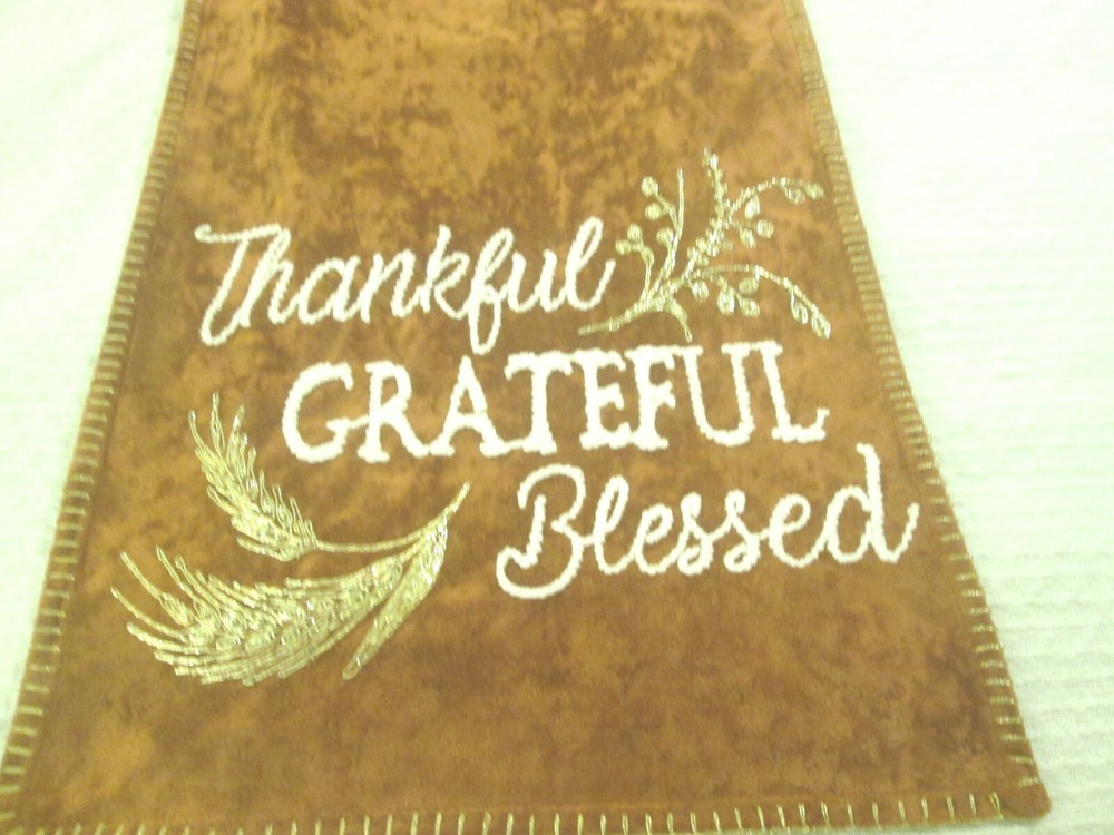Thanksgiving Fall Table Runner Thankful Grateful Blessed 14" X 70" New No Tag