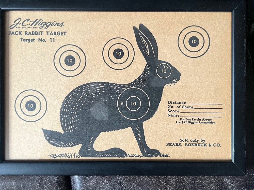 Shooting Target Paper. Sears. Framed