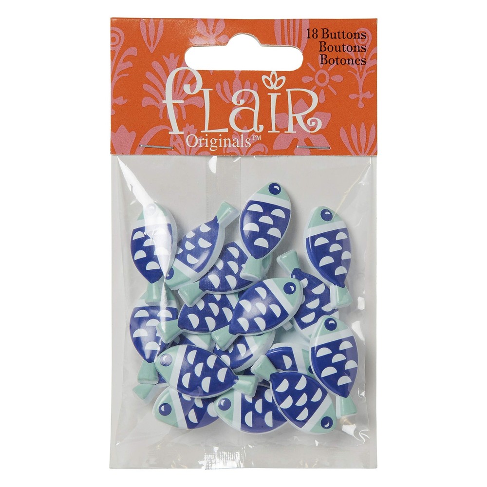 Company Blue Fish Buttons 18 Piece