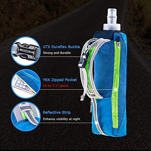 Quick Grip Handheld Water Bottle for Running, Hand Strap Hydration Pack Black