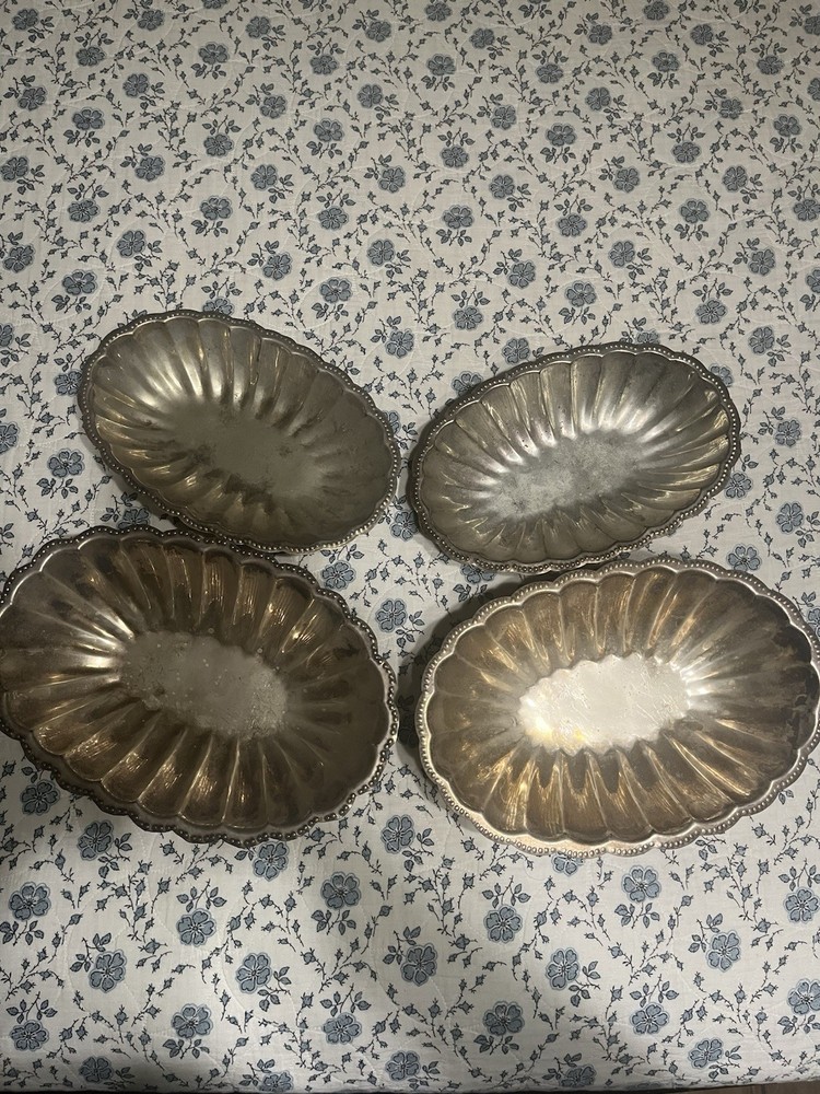 4 Piece Silver (hand Made India) Bowl/Tray