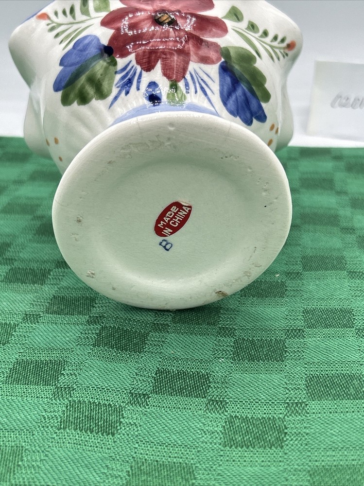 Vintage Ceramic Hand Painted Planter with Floral Design