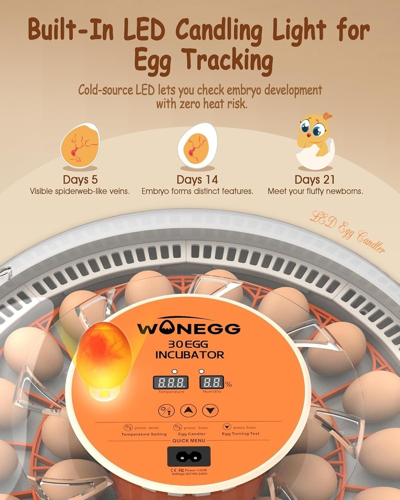 30 Egg Incubators for Hatching Eggs with Automatic Egg Turner, Auto Temperature