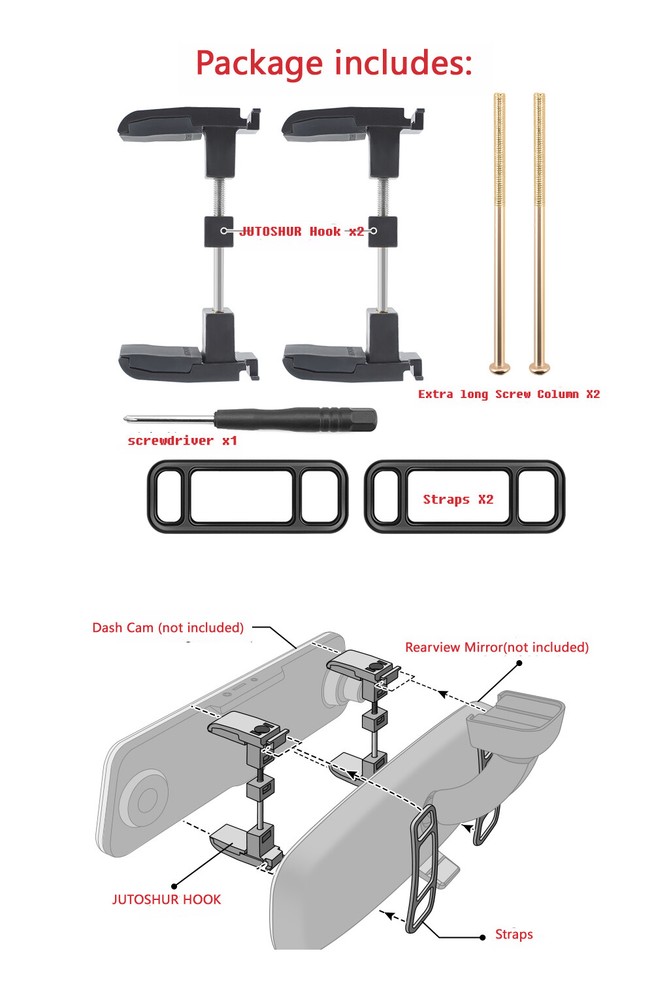 Bracket Rearview Mirror Dash Cam Holder -Replacement for Cracked or Broken Hook