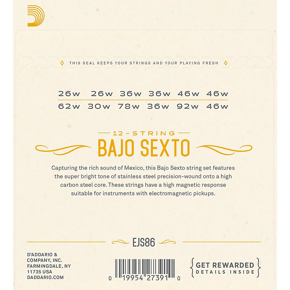 D'Addario Stainless Steel Bajo Sexto String Set
