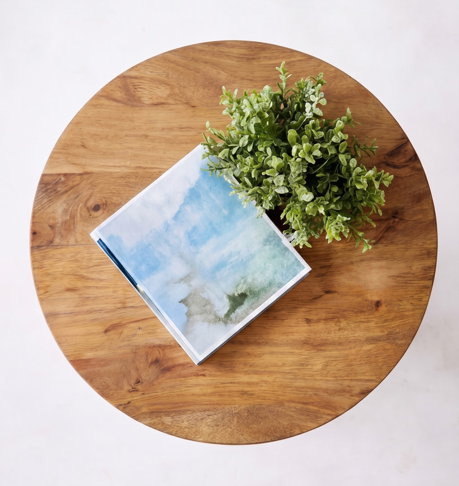 Wood Side Table Rustic Solid Wood Tree Root Base Round Top Handmade End Table