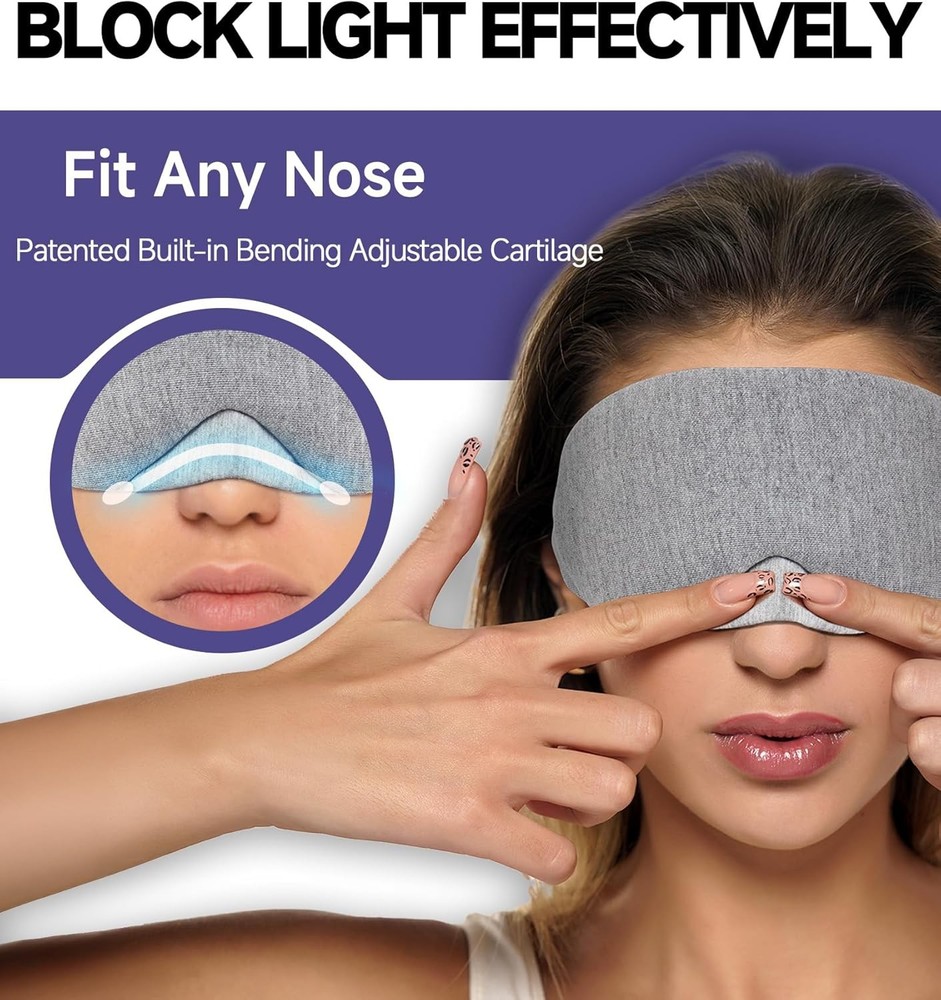 Mavogel Cotton Sleep Eye Mask - Updated Design Light Blocking with Adjustable No