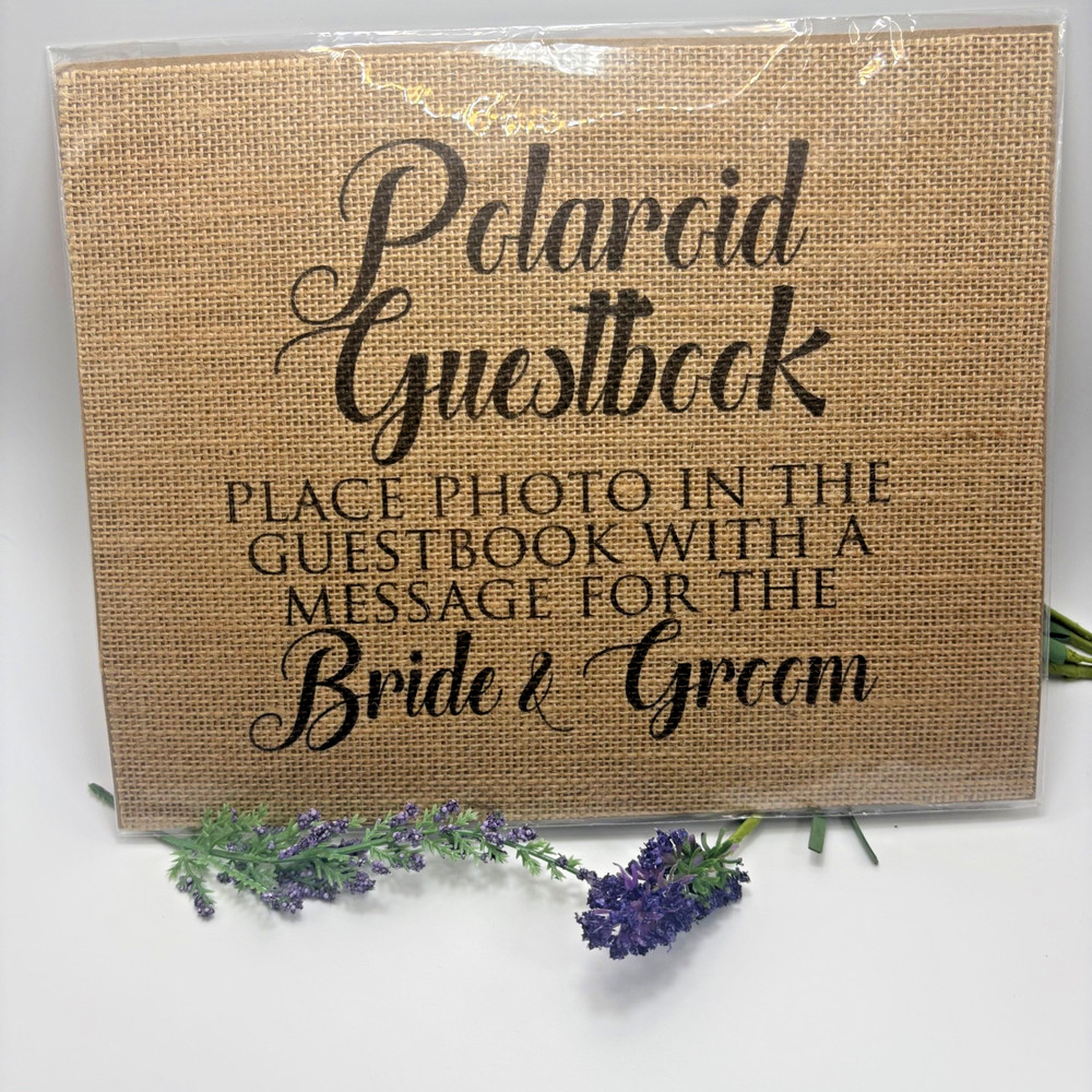 Polaroid Photo Primitive Burlap Guest Book Sign Rustic Wedding Reception Decor
