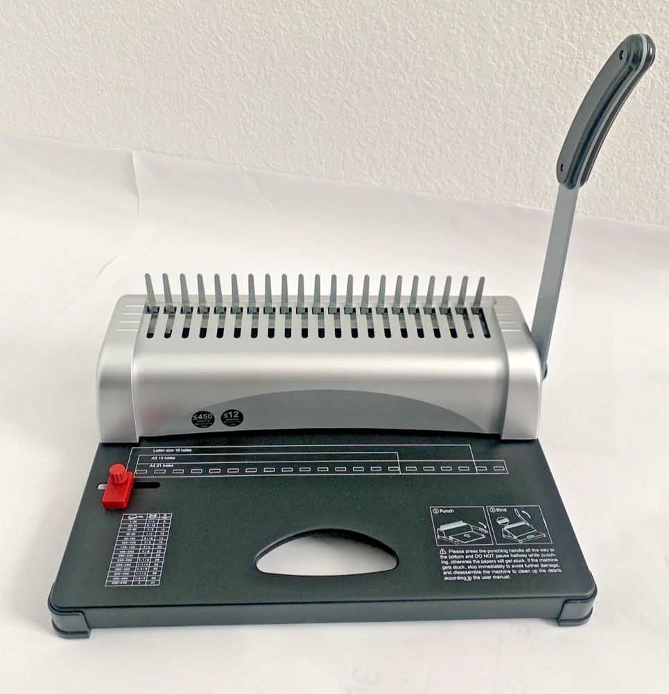 FLK Tech Binding Machine w/Starter Combs Set for A4-21 Hole /450 Sheets Paper