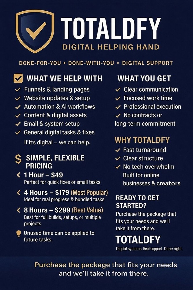 Stop Doing All Yourself | DFY Online Task Help | 8 Hour Digital Support Prints