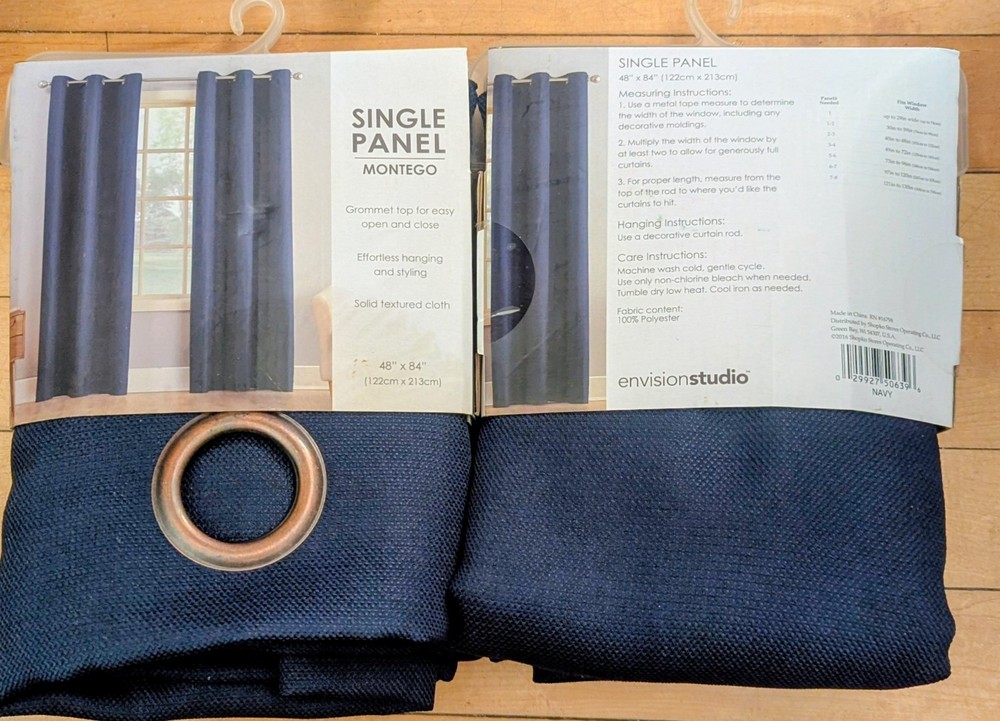 Two Navy Single Panel Grommet Montego By Envision Studio 48” X 84”